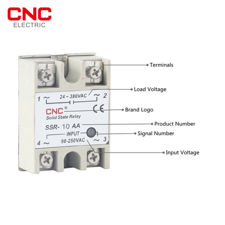 cnc-solid-state-relay-ssr-25aa-40aa-ac-ควบคุม-ac-เปลือกสีขาวเฟสเดียวพร้อมฝาครอบพลาสติกอินพุต90-250v-เอาต์พุต24-380v