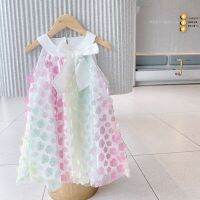 ZZOOI Girls Sleeveless Summer 2022 New Embroidered Butterfly Sling Dress Childrens Western-style Net Yarn rainbow Princess Dresses