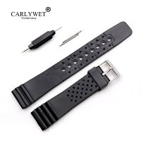 xinpan CARLYWET 20mm Black Replacement Silicone Rubber Straight End Wrist watch Band Strap Belt For Rolex Omega Panerai Tag Watch