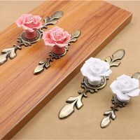 XHLXH Ceramic 1PC Closet Drawer Alloy Base Single Hole Bedroom Door Handles Cupboard Pull Door Knob Furniture Hardware