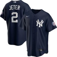 wuhau เสื้อยืดผู้ชายNew York Yankees Derek Jeter Navy 2020ชื่อผู้เล่น