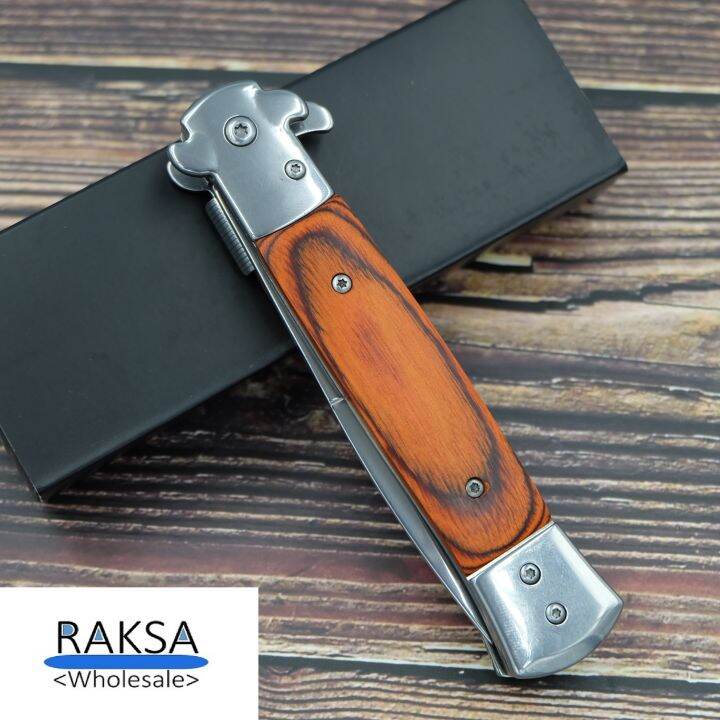 raksa-wholesale-nb024-black-brown-มีดพับ-มีดพก-มีดเดินป่า-italian-knives-italian-stiletto-knife-folding-knife-3cr13-ขนาด-22-5cm-มีที่เหน็บ