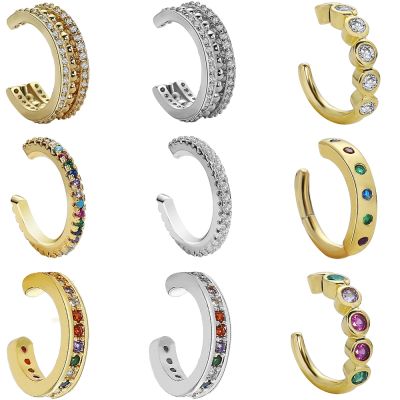 【YF】 One Pcs Hip Pop Cool C Shape Premium Design Colorful Micro Pave Zircon Ear Clip Non pierced Earrings For woman Jewelry
