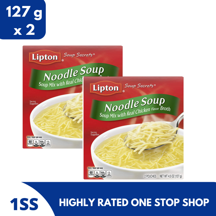 Lipton Noodle Soup, Soup Mix With Real Chicken Flavor Broth, 127g set