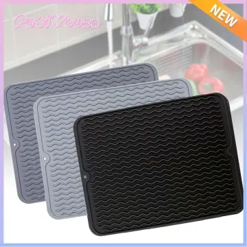 1pc Gray Silicone Dish Drying Mat, Heat Resistant Drying Pad For