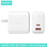 Original AUKEY PA-B3 65W 2 Port Charger Pd/qc Quick Wall Charger สำหรับ IOS Android โทรศัพท์มือถือสมาร์ท iPhone MacBook iMac Mac iPad Apple Watch AirPods เกมคอนโซลอะแดปเตอร์ Eu/us/uk Plug USB การจ่ายพลังงาน Type-C หัวชาร์จ Qualcomm รวดเร็ว