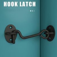 Solid Vintage Door and Window Hook Black Stainless Steel Cabinet Door Eye Latch Silent Catch Holder with Screws Hardware Door Hardware Locks Metal fil