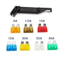 120Pcs Zinc Alloy Car Fuses 5/7.5/10/15/20/25/30A +1PC Fuse Blade Holder Car Motorcycle Standard Medium Auto Fuse Kit Fuses Accessories