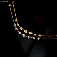 304 Stainless Steel Stylish Link Chain Anklet Daisy Flower Summer Beach Anklets On Foot For Women Jewelry 21cm(8 2/8 ) long