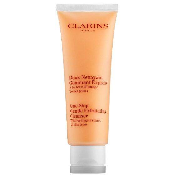 clarins-one-step-gentle-exfoliating-cleanser-with-orange-extract-all-skin-types-125-ml-ทำความสะอาดผิวหน้า-และขจัดคราบเครื่องสำอางได้อย่างหมดจดในขั้นตอนเดียว