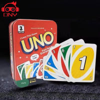 การ์ด UNO หนาการ์ดคุณภาพสูงคลาสสิก UNO การ์ดกล่องดีบุก 2-6 คนการ์ดเกมกระดาน