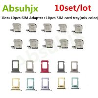 10sets Dual Sim Card Reader Connector Flex Cable + Tray Slot Holder Adapter สําหรับ iPhone 11 12 13 14 Pro Max XR XSMax Parts