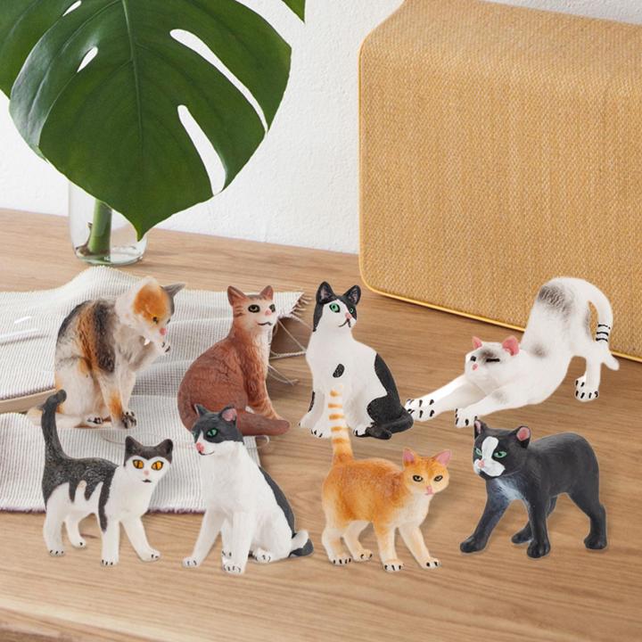 รูปปั้นแมวของเล่นเพื่อการศึกษาของประดับโต๊ะทำงานหุ่นแอ็คชั่นสำหรับเด็ก
