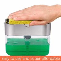 2 in 1 sponge box with sponge soap dispenser double layer kitchen plastic soap dispenser sponge scrubber sponge rack