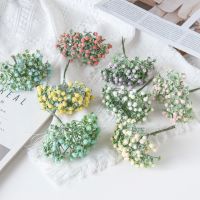 6PCS Artificial Flowers Pompom Babys Breath Diy Gifts Candy Box Fake Plants Christmas Garland Vase for Home Wedding Decoration