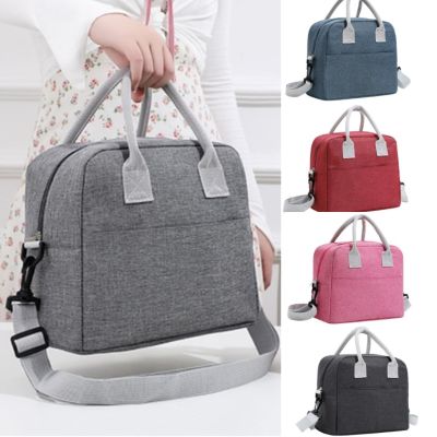 1pc Insulated Lunch Bag Reusable Thickened Canvas Lunch Box Waterproof And Oil-proof Leakproof Freezable Cooler Bag