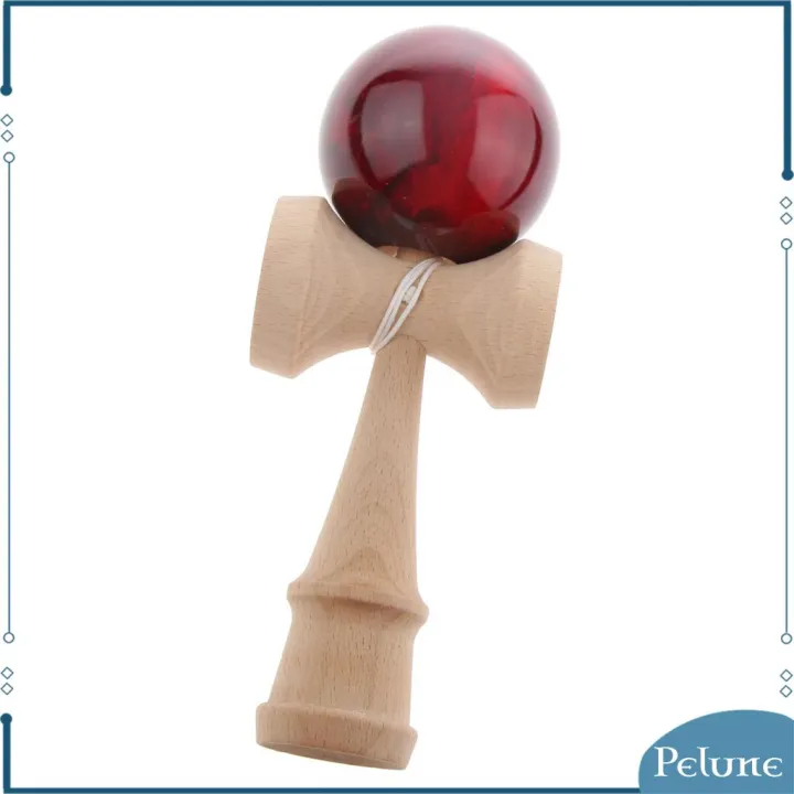 Pelune หินอ่อนไม้แบบดั้งเดิมของญี่ปุ่น Kendama สีแดงไวน์ของเล่นเกมลูกบอลทักษะเด็ก