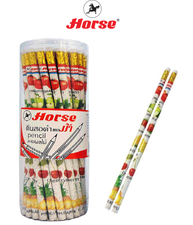 horse-ตราม้า-ดินสอดำ-hb-ตราม้า-ลายผลไม้-1x50-แพ็ค