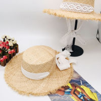 [hot]Lady 100% Raffia Straw Hat Panama Hats For Women Wide Large Brim 9-11CM Summer Beach Sun Hats With Fashion Long Belt Visor Hat