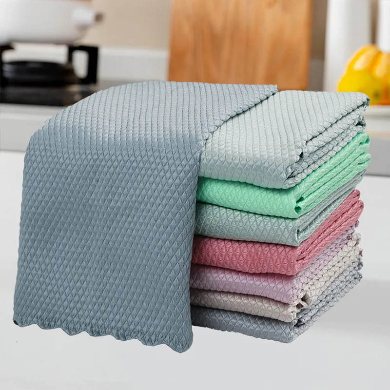 5-10Pcs Absorbent Kitchen Towels Soft Microfiber Cleaning Cloths