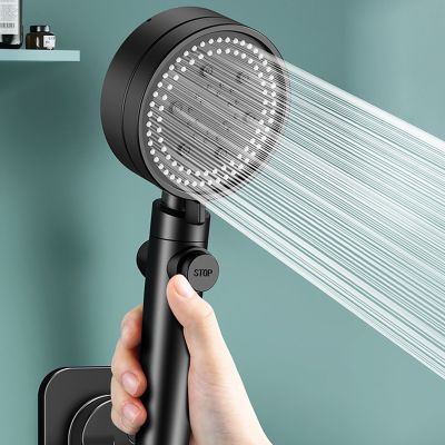 High Pressure Shower Head ฝักบัวอาบน้ำ ฝักบัวแรงดันสูง ปรับได้ 4 ระดับ สีดำ น้ำแรงและนุ่ม ประหยัดน้ำ ฝักบัวแรงดันสูงของแท้ ฝักบัวแรงดันสูงพลาสติก ABS คุณภาพดี สามารถเปิดปิด และปรับระดับแรงน้ำได้ จากตัวฝักบัว