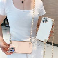 【16- digits】 Luxury Crossbody สายหนัง Lanyard Electroplate เคสโทรศัพท์สำหรับ iPhone XR X XS 7 8 Plus 11 12 13 Pro Max พร้อมโซ่