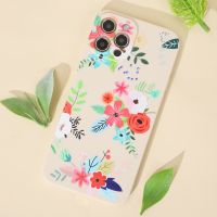 ﹊□✆ Color painting case for iPhone13 iphone12 PRO MAX iPhone11 iPhone X XR XS 6 7 8 couple phone case romantic flowers