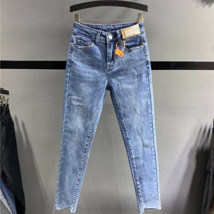 2023 Spring dan Musim Luruh Liar Baru Tanda Kulit Kaki Seluar Jeans ...