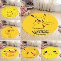 100cm Pokemon Flannel Round Carpet Cartoon Pikachu Non-slip Printed Floor Mat Rugs Home Decor Anime Figures Pikachu Carpets