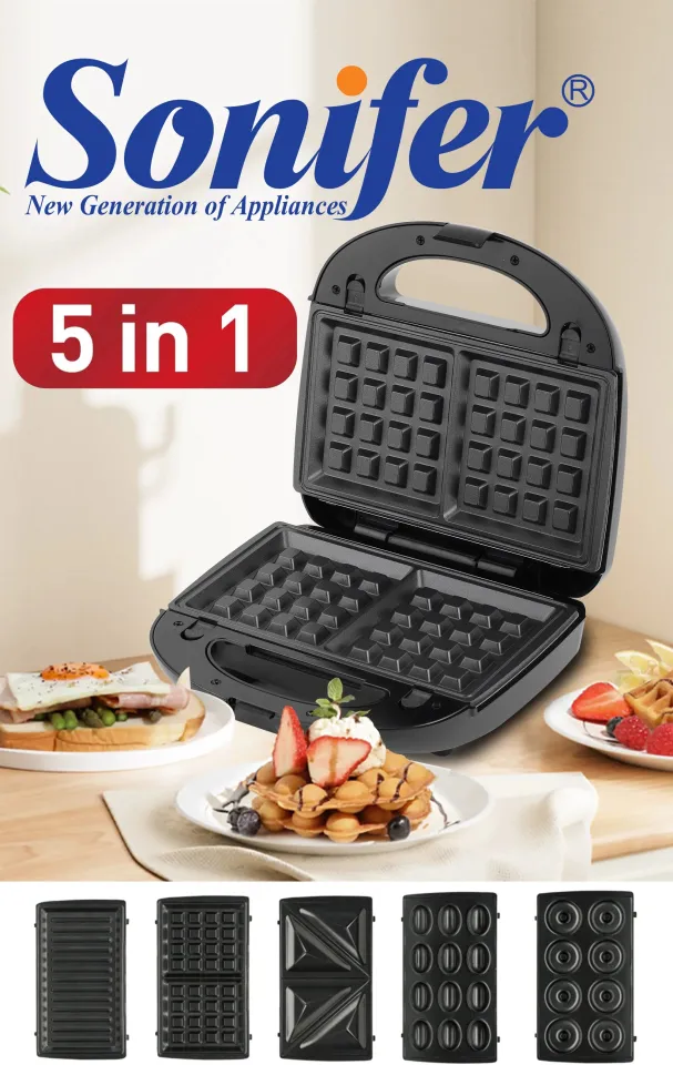 Electric Waffle Maker 3 IN 1 Grill Sandwich Cake Donut Walnut Panini Plate  Cooking Kitchen Appliances