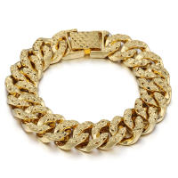 202114mm Hammered Cuban Link Bracelet Yellow Gold Chain Bracelets For Women Mens 20cm Fashion Jewelry Gifts Party HGB376