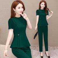 Womens two-piece set new womens high waist solid slim fit slimming pants fashion dress