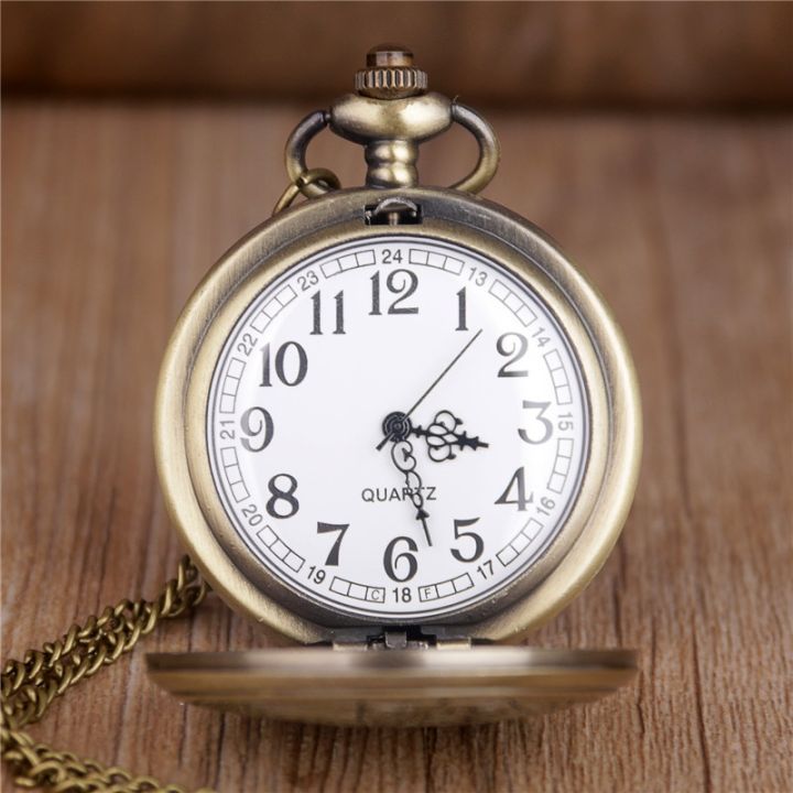 นาฬิกาควอตซ์กระเป๋าแฟชั่นกองทัพนาฬิกาโซ่จี้สร้อยคอย้อนยุค-steampunk