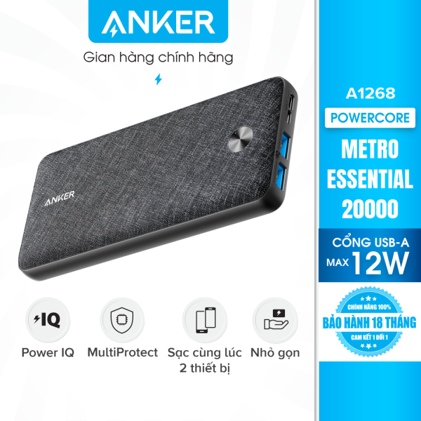 Sạc dự phòng Anker PowerCore Metro Essential 20000mAh – A1268H Bản vải Fabric