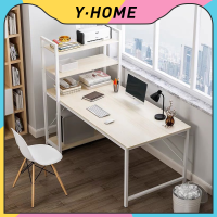 Computer Desk with Shelf โต๊ะทำงานไม้ โต๊ะคอมพิวเตอร์ โต๊ะอ่านหนัง โต๊ะทำงานการ พร้อมชั้นวางของ ชั้นวางหนังสือ ขาเหล็กกล้าพ่นสีกันสนิม