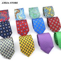 ☽☬♞ Soft Vintage Tie Cashew Flower Necktie For Men Orange Green Paisley Geometric Bowtie Design Wedding Business Party Suit Accessor