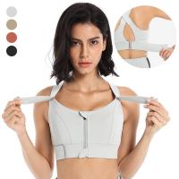 Women Sports Bras Tights Crop Top Yoga Vest Front Zipper Plus Size Adjustable Strap Shockproof Gym Fitness Athletic Brassiere