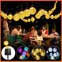 [HOT QQZIWWUJJWG 104] Solar String Lights Outdoor 60 Led Globe Lamp With 8 Modes Waterproof Powered Rechargeable Patio For Garden Party Christmas Deco