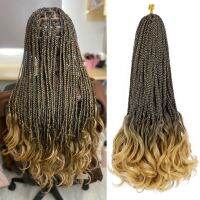 CHUNIY 16Strands/Pack Ombre Ombre Ombre หยิกฝรั่งเศส หยักเป็นคลื่น สังเคราะห์สังเคราะห์สังเคราะห์ โครเชต์ผมกับปลายหยิก นุ่มนุ่มๆ Pre looped กล่องเทพธิดา braids สำหรับผู้หญิง