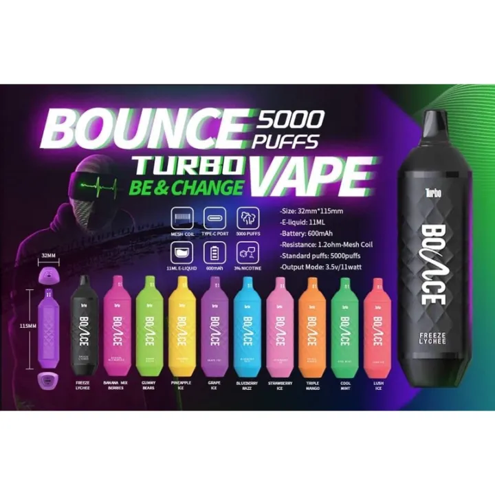 DISPOSABLE PODS 5000 PUFFS BOUNCE TURBO BAR Lazada PH