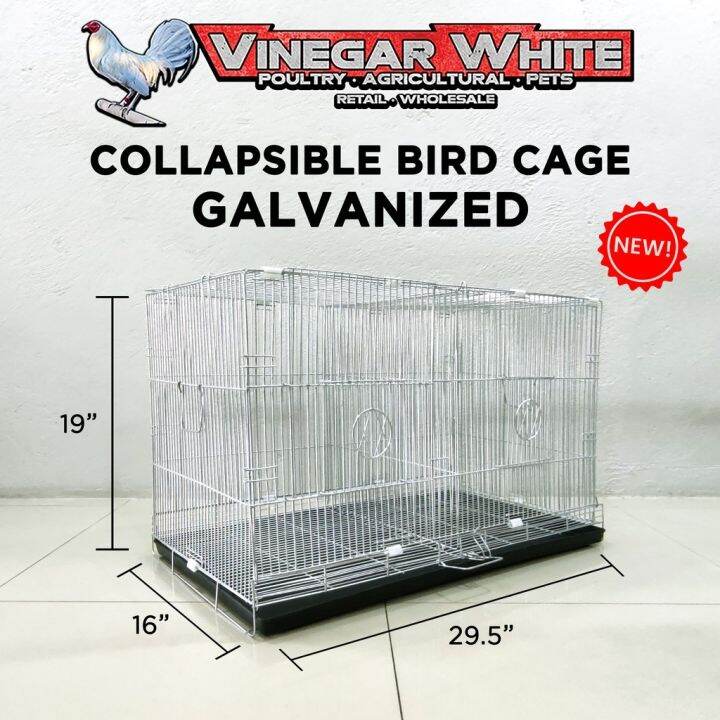 Heavy Duty Bird Cage Collapsible Folding for Birds Lovebirds Pigeons Galvanized Free Poop Tray