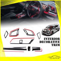 สำหรับ2016-2020 Honda Civic FC Dashboard Air Outlets ฝาครอบตกแต่งภายใน Decoratiove ฝาครอบสีแดงคาร์บอนไฟเบอร์ Design