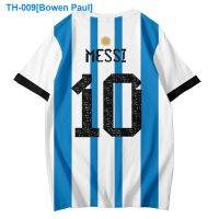 ◐♗ Argentinas Lionel messi champion mark around the same messy joint short sleeve T-shirt for men and women clothes fans render unlined upper garment