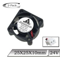 2 Pcs Gdstime 25x25x10mm 2510 Mini Cooling Fan  25mm 2.5cm 24V Brushless DC Cooler Radiator Cooling Fans