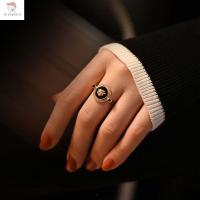 BIGCOUSIN แหวนเสริมดวง การออกแบบที่ไม่สม่ำเสมอ เสน่ห์ แหวนร่วม เครื่องประดับปาร์ตี้ หมั้น เครื่องประดับนิ้วมือ แหวนกุหลาบ แหวนผู้หญิง นิลดำซอก สไตล์เกาหลี