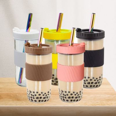 【CW】▼  2Pcs Cup Colored Plastic Sealed Lid Glass Jar With Lid Reusable Large Capacity