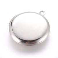 1-2pc  316 Stainless Steel Locket Pendants Photo Frame Charms for Necklaces Flat Round Stainless Steel Color 31x27.5x5.5mm Hole: 2.5mm Inner Diameter: 20mm