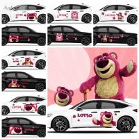 ANLOVE Lotso สติกเกอร์ติดรถยนต์รูปหมีสตอเบอร์รี่อุปกรณ์เสริมสำหรับรถยนต์สติกเกอร์ติดรถยนต์ Hiasan Mobil แต่งรถสติกเกอร์ประดับรถยนต์แบบมีกาวในตัว