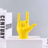 Yellow ERMAKOVA 19.5Cm Home Decor Interpreter Gift I Love You Sign Language Hand Statue Resin Crafts Figurine Gold Home Decoration