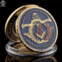【CW】 Gold Coin European Masonic Freemasonry Brotherhood And Color Round Commemorative